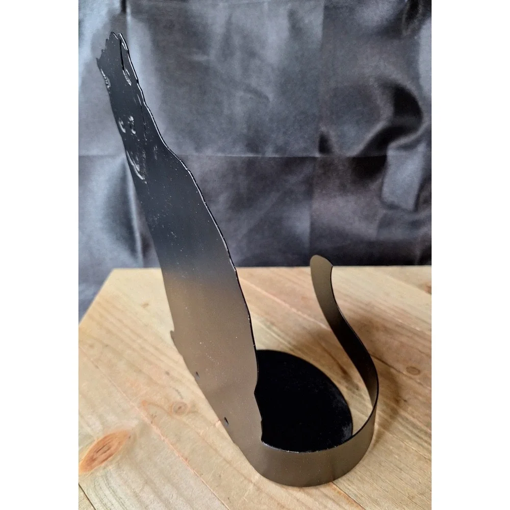 Vintage 1993 Enthuse Design Ann Munson Black Metal Cat Silhouette Candle Holder